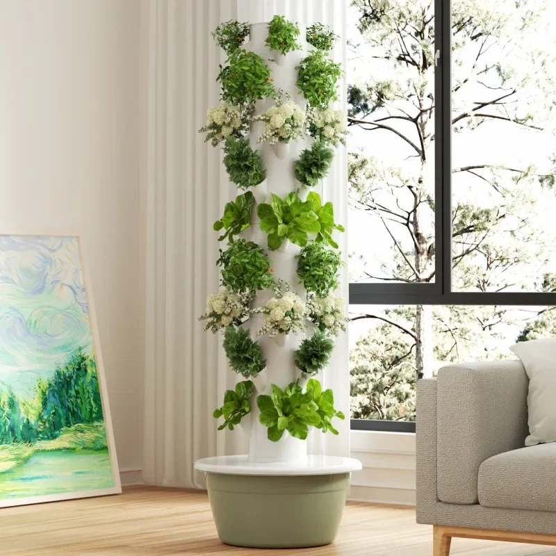 Hydroponic Tower Planter - Plantador Vertical de Vegetais Inteligente para