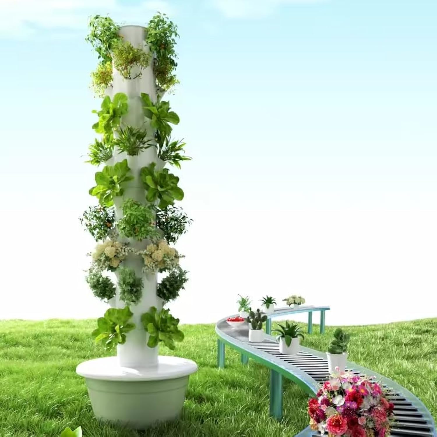 Hydroponic Tower Planter - Torre de Cultivo Hidropônico Vertical Aeropônica